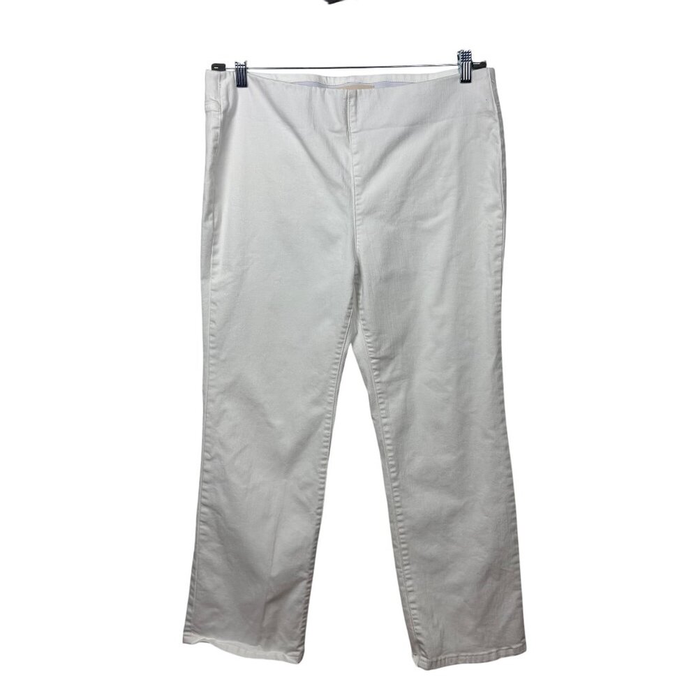 Soft Surroundings Petite XL White Straight Leg Pants Cotton/Spandex Blend